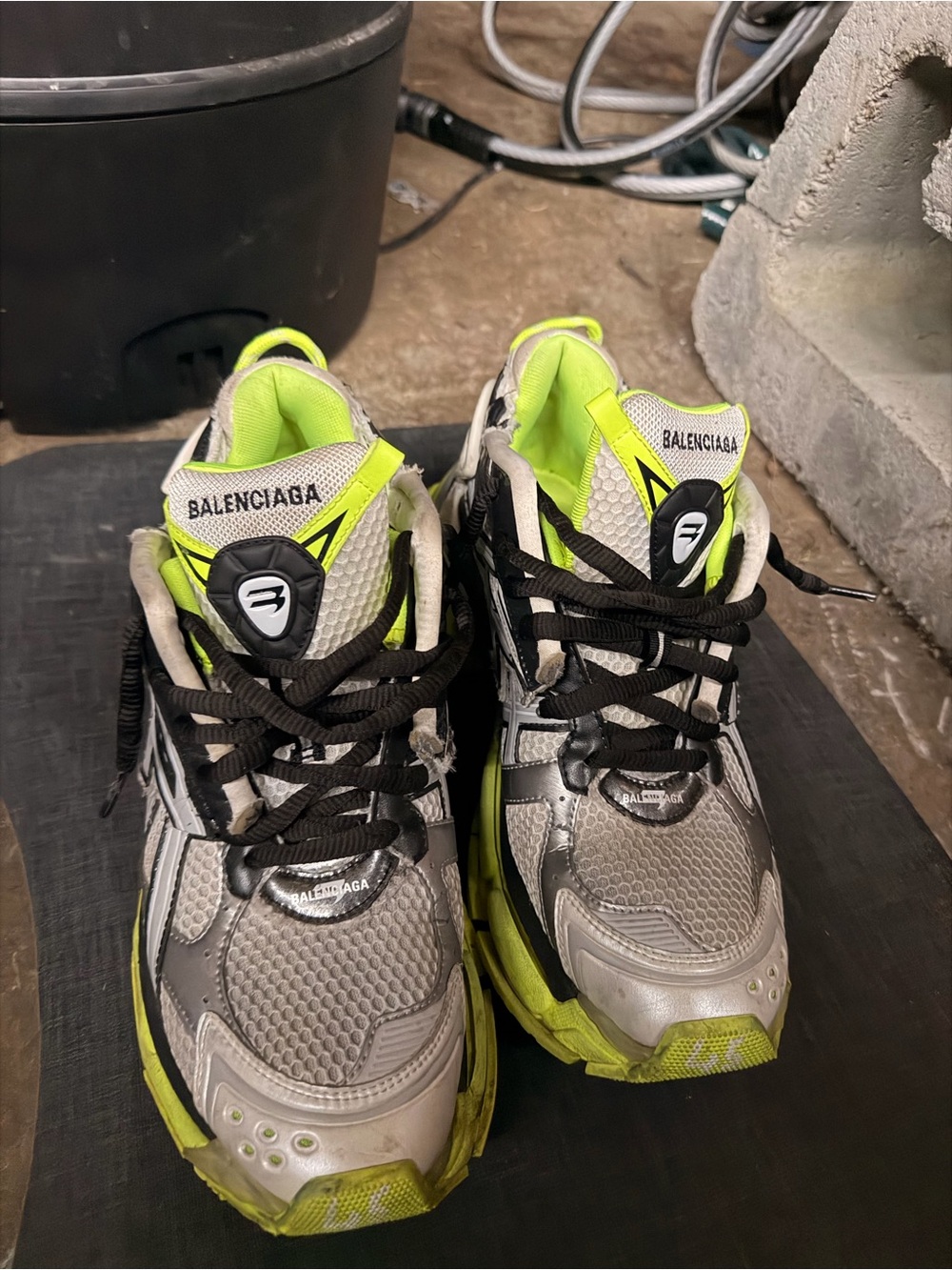 Balenciaga Kids Neon Yellow & Silver Trainer Sneakers
